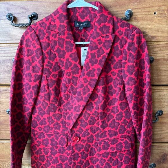 NWT Talbots Red Leopard Print Blazer - Picture 1 of 8